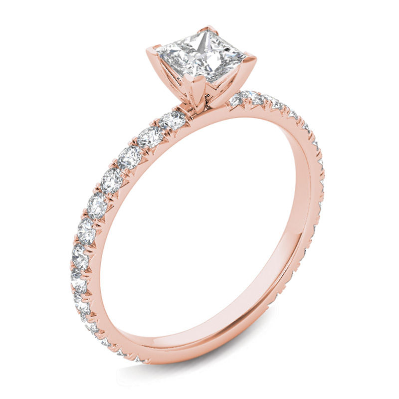 Rose gold engagement ring with emerald, crown shape gold ring with diamonds  / Sophie | Eden Garden Jewelry™