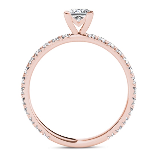 1 CT. T.w. Princess-Cut Diamond Engagement Ring in 14K Rose Gold