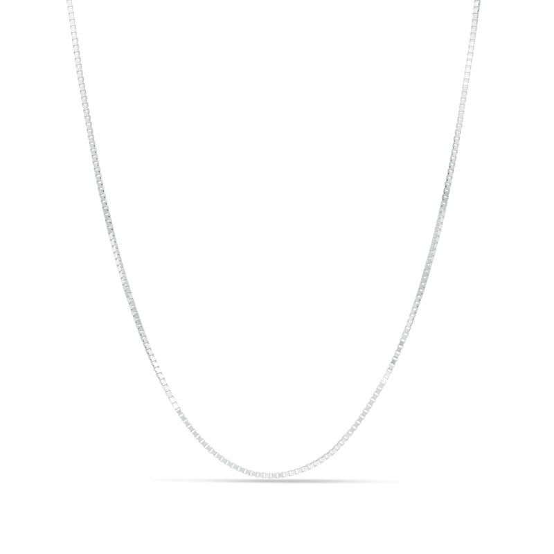 Main Image 1 of Ladies' 0.8mm Box Chain Necklace in 14K White Gold - 30"