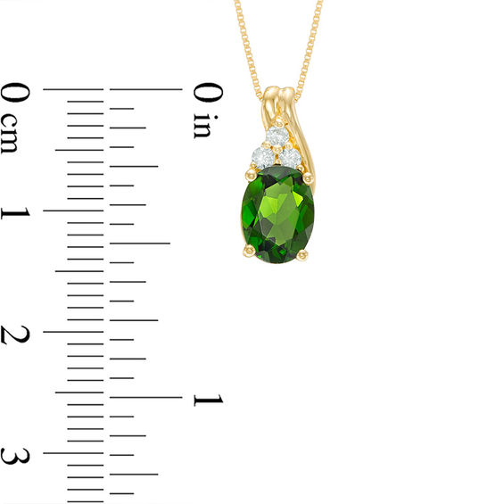 Oval Chrome Diopside and Diamond Accent Pendant in 10K Gold