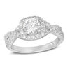 Thumbnail Image 1 of 6.25mm Lab-Created White Sapphire Frame Ring in Sterling Silver