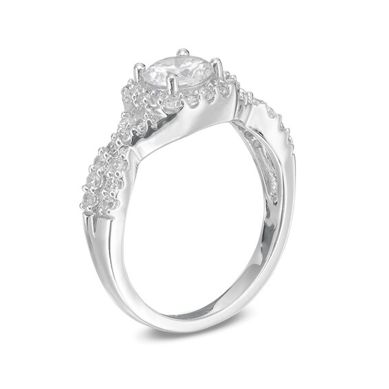 6.25mm Lab-Created White Sapphire Frame Ring in Sterling Silver