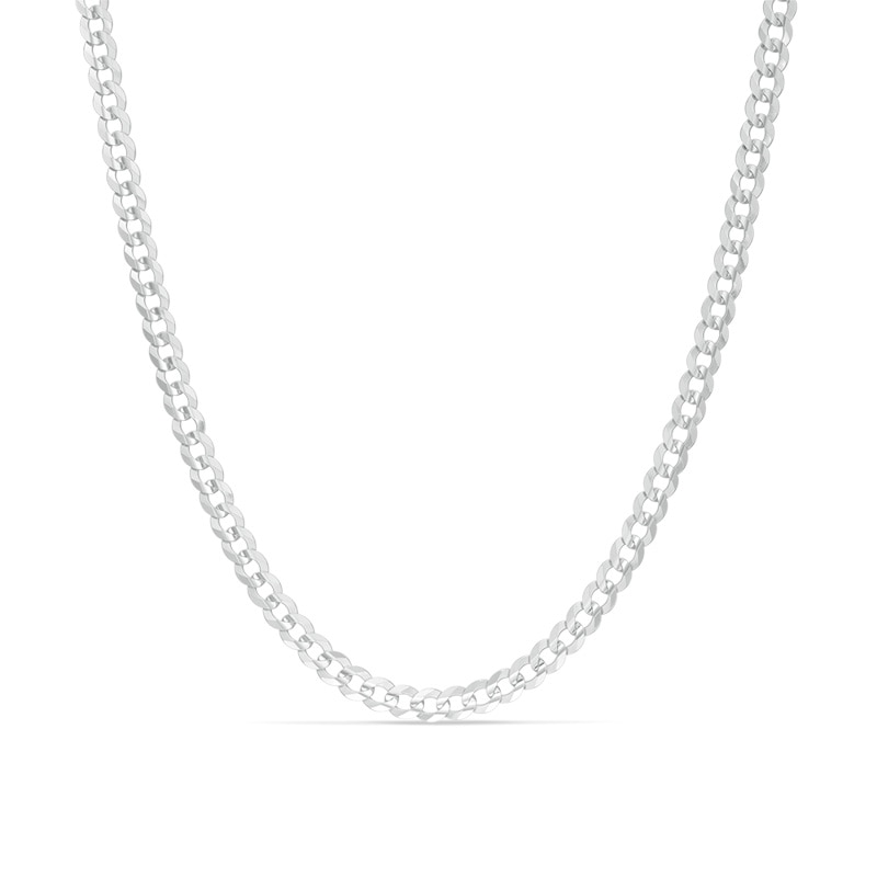 Men's 3.6mm Curb Chain Necklace in 14K White Gold - 30"