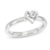 Thumbnail Image 0 of Stackable Expressions™ 2.5mm Aquamarine Heart Frame Ring in Sterling Silver