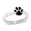 Thumbnail Image 0 of Stackable Expressions™ 2.0mm Black Enamel Paw Ring in Sterling Silver