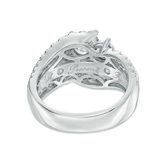2 CT. T.w. Diamond Past Present FutureÂ® Slant Swirl Engagement Ring in 10K White Gold