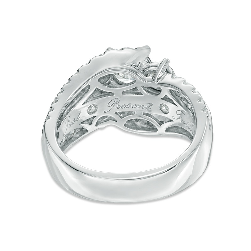 2 CT. T.W. Diamond Past Present Future® Slant Swirl Engagement Ring in 10K White Gold