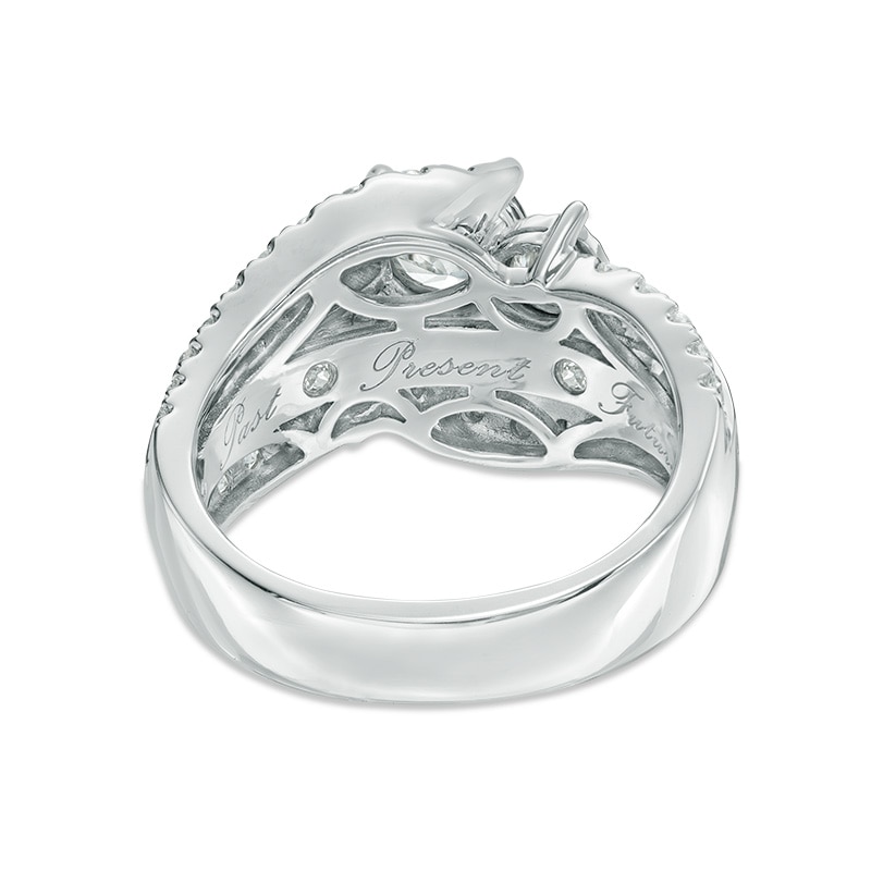 Main Image 3 of 2 CT. T.W. Diamond Past Present Future® Slant Swirl Engagement Ring in 10K White Gold
