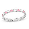 Thumbnail Image 1 of Stackable Expressions™ 2.5mm Pink and White Enamel Alternating Hearts Ring in Sterling Silver