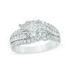 Thumbnail Image 1 of 1 CT. T.W. Princess-Cut Diamond Past Present Future® Slant Swirl Engagement Ring in 10K White Gold