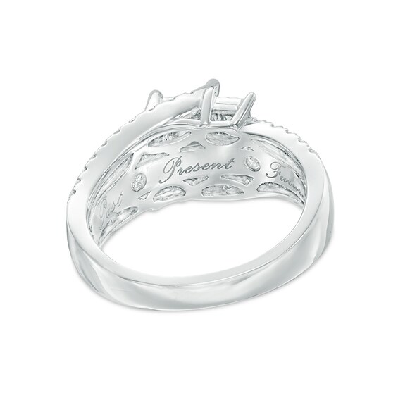 1 CT. T.w. Princess-Cut Diamond Past Present FutureÂ® Slant Swirl Engagement Ring in 10K White Gold