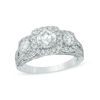 Thumbnail Image 1 of 2 CT. T.W. Diamond Past Present Future® Cushion Frame Engagement Ring in 14K White Gold