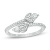 Thumbnail Image 0 of 1/3 CT. T.W. Diamond Flower with Leaf Bypass Ring in 10K White Gold