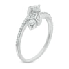 Thumbnail Image 1 of 1/3 CT. T.W. Diamond Flower with Leaf Bypass Ring in 10K White Gold