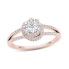 Thumbnail Image 1 of 3/4 CT. T.W. Diamond Frame Split Shank Engagement Ring in 14K Rose Gold