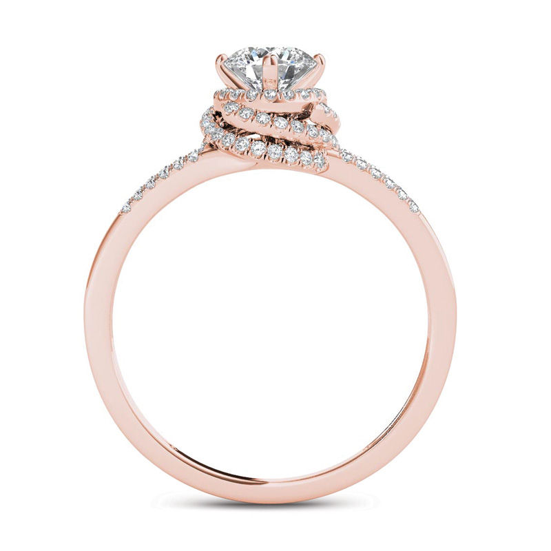 Main Image 3 of 3/4 CT. T.W. Diamond Frame Split Shank Engagement Ring in 14K Rose Gold