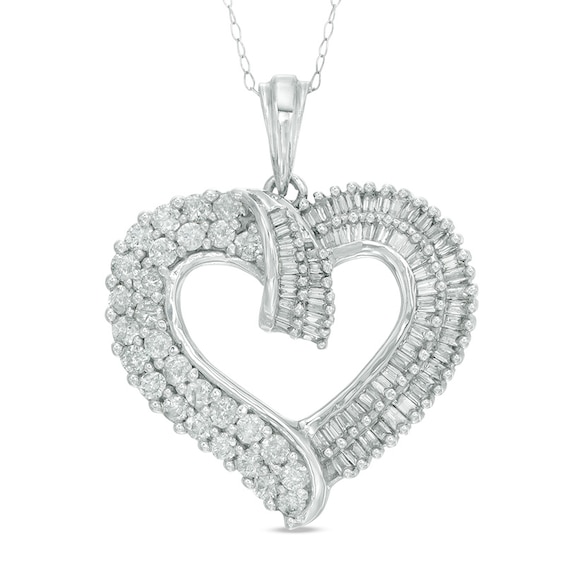 1 CT. T.w. Diamond Heart Pendant in 10K White Gold