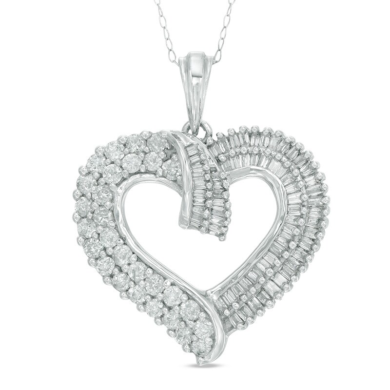 Main Image 1 of 1 CT. T.W. Diamond Heart Pendant in 10K White Gold
