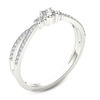 Thumbnail Image 2 of 1/4 CT. T.W. Diamond Three Stone Split Shank Engagement Ring in 14K White Gold