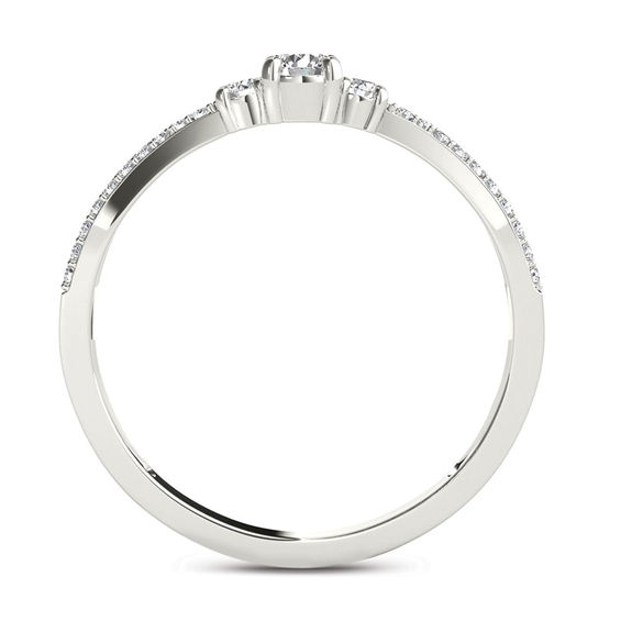 1/4 CT. T.w. Diamond Three Stone Split Shank Engagement Ring in 14K White Gold