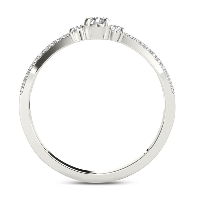 1/4 CT. T.W. Diamond Three Stone Split Shank Engagement Ring in 14K White Gold
