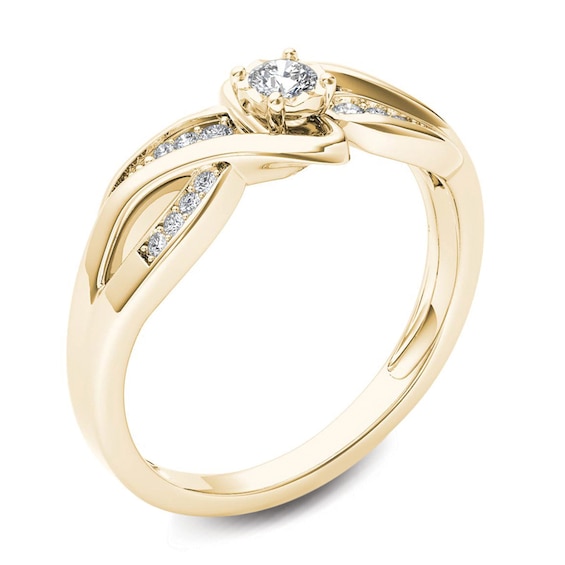 1/8 CT. T.w. Diamond Crossover Bypass Promise Ring in 14K Gold