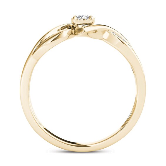 1/8 CT. T.w. Diamond Crossover Bypass Promise Ring in 14K Gold