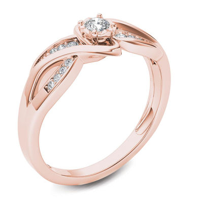 1/8 CT. T.W. Diamond Crossover Bypass Promise Ring in 14K Rose Gold | Zales