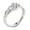 Thumbnail Image 2 of 1/10 CT. T.W. Diamond Three Stone Bypass with Hearts Ring in 14K White Gold
