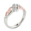 Thumbnail Image 2 of 1/10 CT. T.W. Diamond Three Stone Bypass with Hearts Ring in 14K White Gold and Rose Rhodium