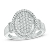 Thumbnail Image 0 of 1 CT. T.W. Composite Diamond Oval Frame Collar Ring in 10K White Gold