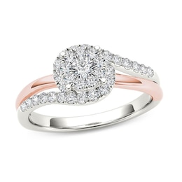 1/2 CT. T.W. Multi-Diamond Swirl Frame Engagement Ring in 14K Two-Tone Gold