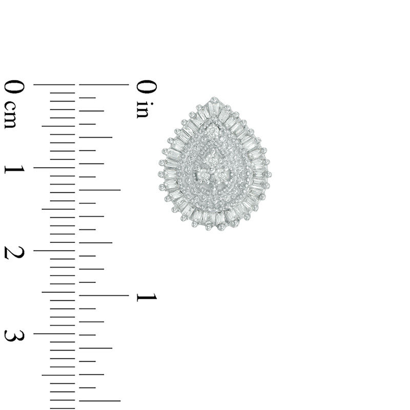 Main Image 2 of 1/4 CT. T.W. Pear-Shaped Multi-Diamond Frame Stud Earrings in 10K White Gold