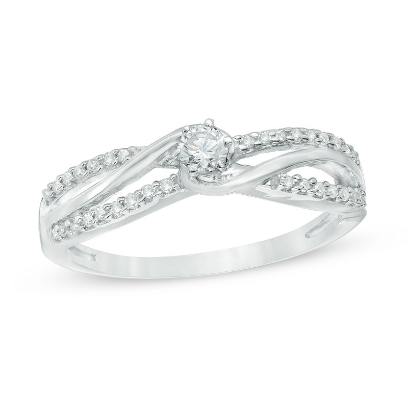 1/4 CT. T.W. Diamond Bypass Promise Ring in 10K White Gold
