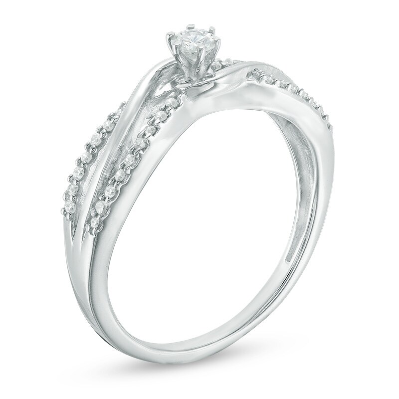 1/4 CT. T.W. Diamond Bypass Promise Ring in 10K White Gold