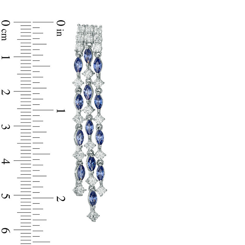Main Image 2 of Marquise Tanzanite and Lab-Created White Sapphire Chandelier Drop Earrings in Sterling Silver