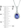 Thumbnail Image 1 of Pear-Shaped Tanzanite and 1/10 CT. T.W. Diamond Frame Drop Pendant in 10K White Gold