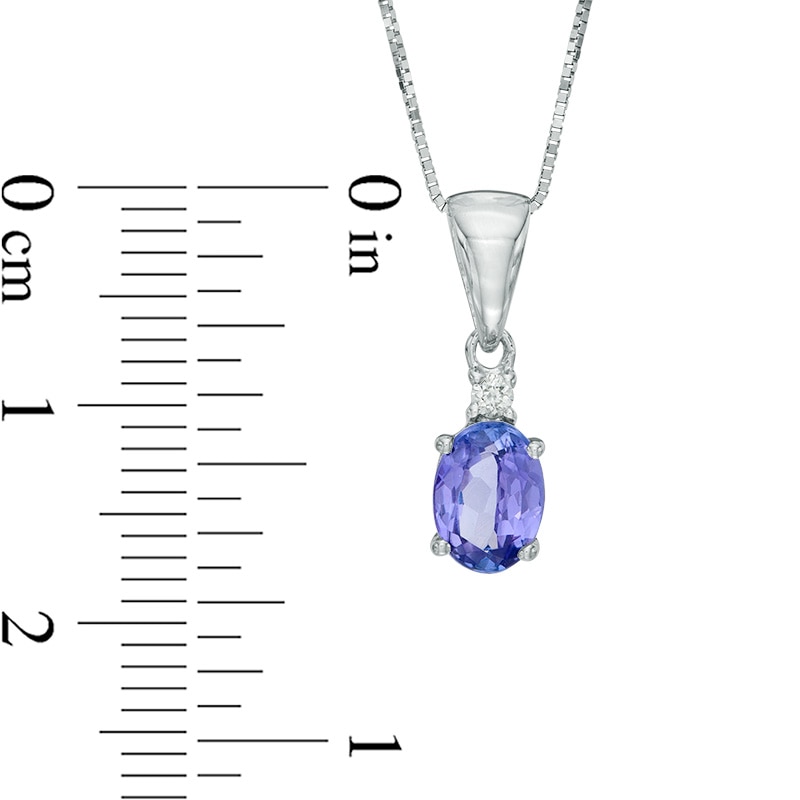 Main Image 2 of Oval Tanzanite and Diamond Accent Pendant in 10K White Gold