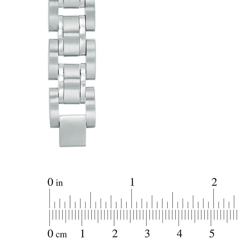 Main Image 2 of Men's Satin Link Bracelet in Stainless Steel - 8.5&quot;