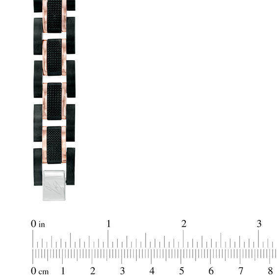Black and Rose IP Stainless Steel with Carbon Fiber Bracelet - 8.5"