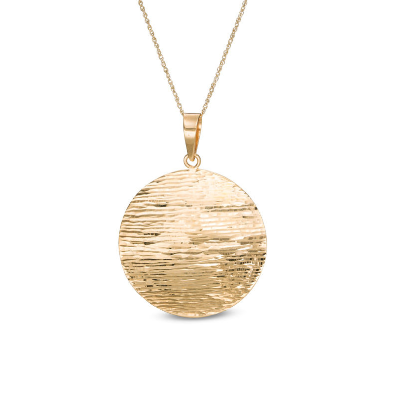 Main Image 1 of Diamond-Cut Circle Disc Pendant in 10K Gold