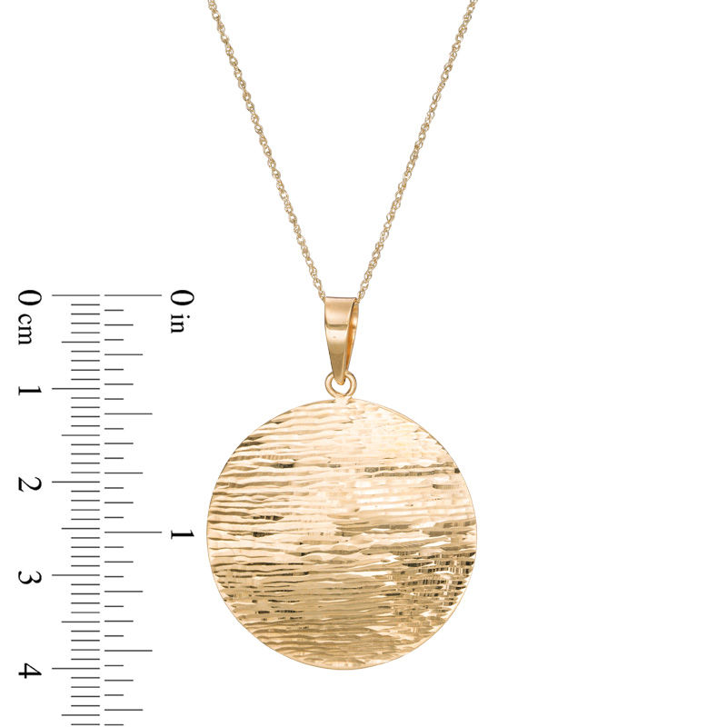 Main Image 2 of Diamond-Cut Circle Disc Pendant in 10K Gold