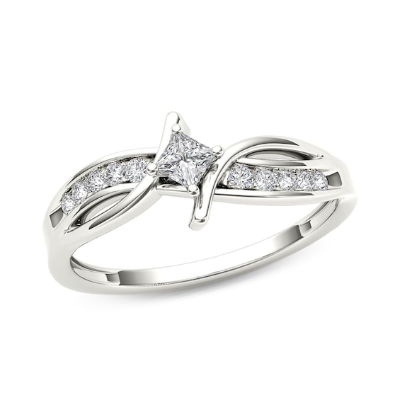 1/4 CT. T.w. Princess-Cut Diamond Bypass Promise Ring in 14K White Gold