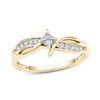 Thumbnail Image 0 of 1/4 CT. T.W. Princess-Cut Diamond Bypass Promise Ring in 14K Gold