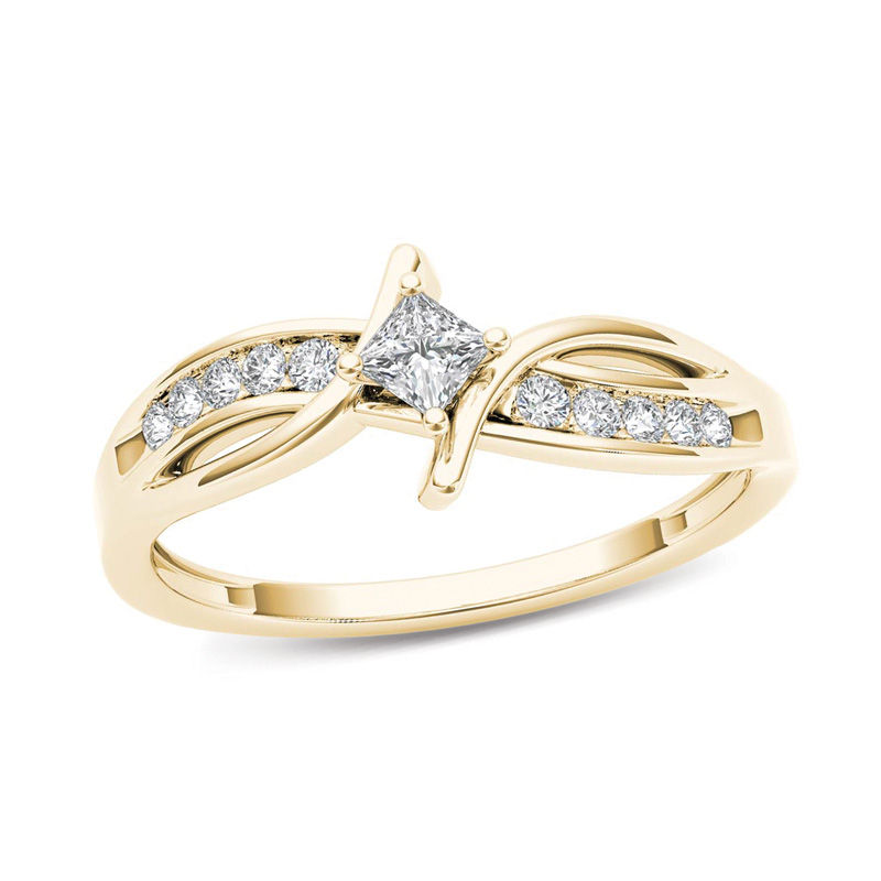 1/4 CT. T.W. Princess-Cut Diamond Bypass Promise Ring in 14K Gold