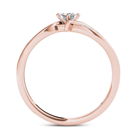 1/4 CT. T.w. Princess-Cut Diamond Bypass Promise Ring in 14K Rose Gold