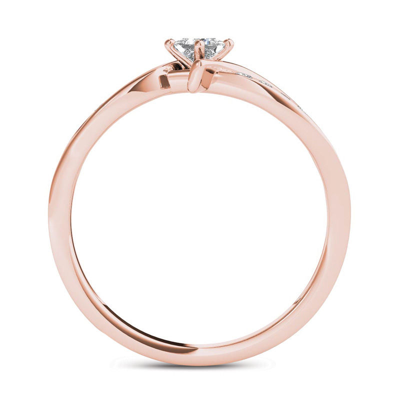 1/4 CT. T.W. Princess-Cut Diamond Bypass Promise Ring in 14K Rose Gold