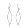 Thumbnail Image 1 of Lab-Created White Sapphire Open Leaf Drop Earrings in Sterling Silver