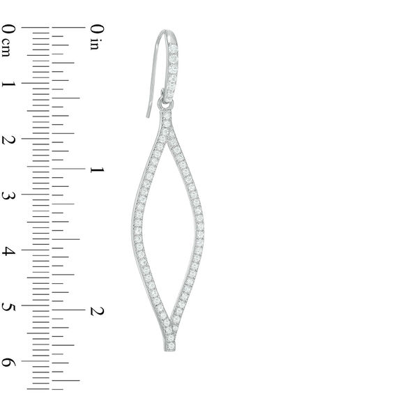 Lab-Created White Sapphire Open Leaf Drop Earrings in Sterling Silver