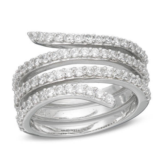 Lab-Created White Sapphire Wrap Ring in Sterling Silver
